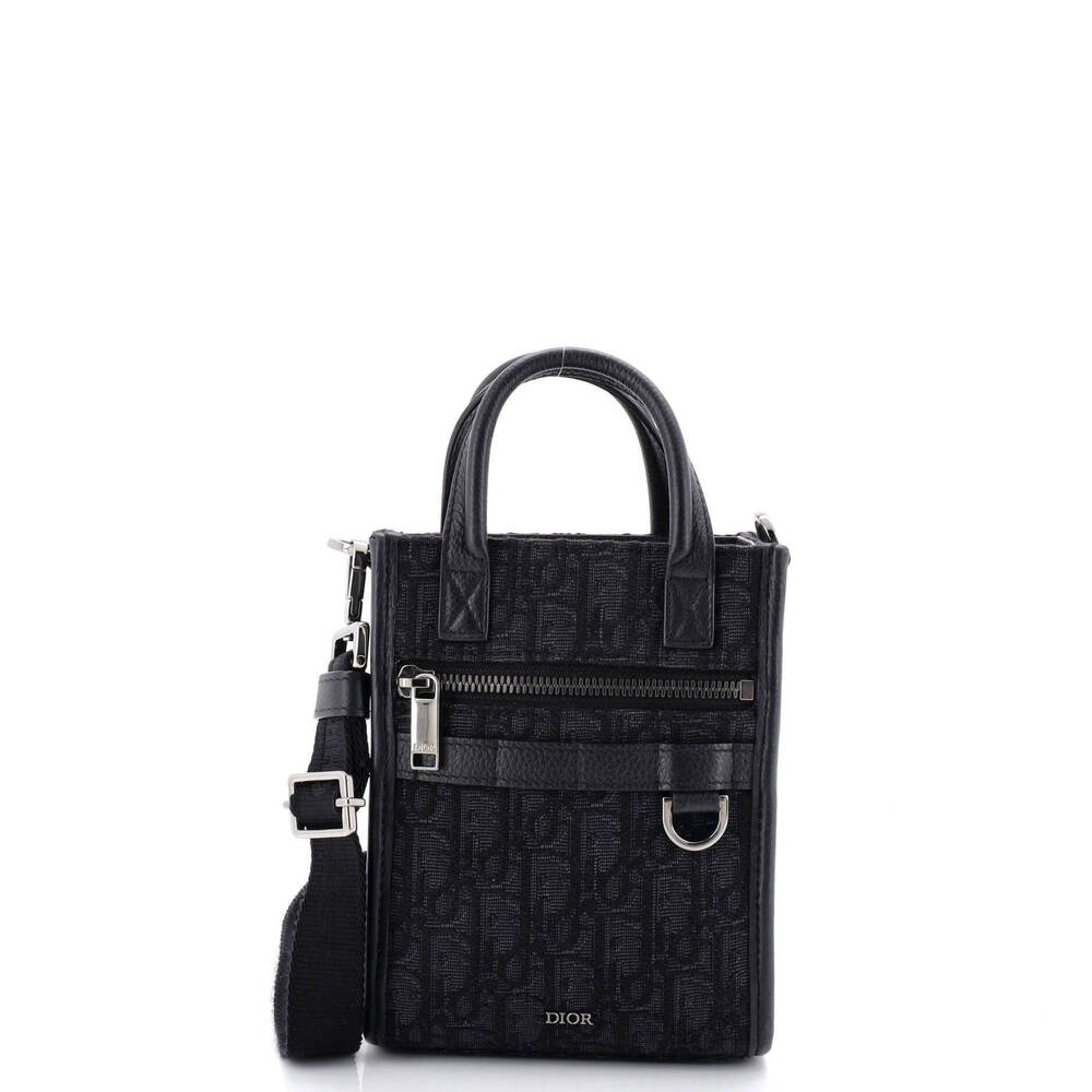 Christian Dior Mini Safari North South Convertible Tote Oblique Canvas